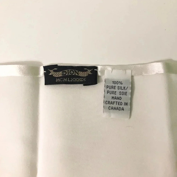 DIon White Silk Pocket Square Made  in Canada - Picture 8 of 14